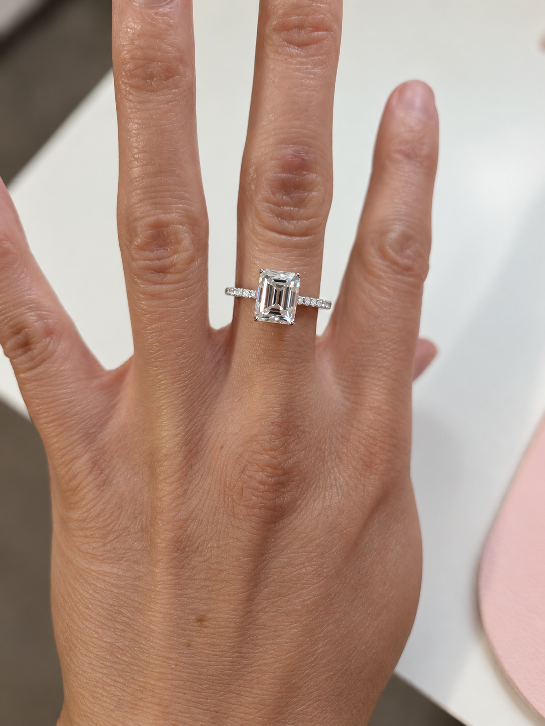 The Windsor Ring| Emerald Cut Moissanite & Sterling Silver