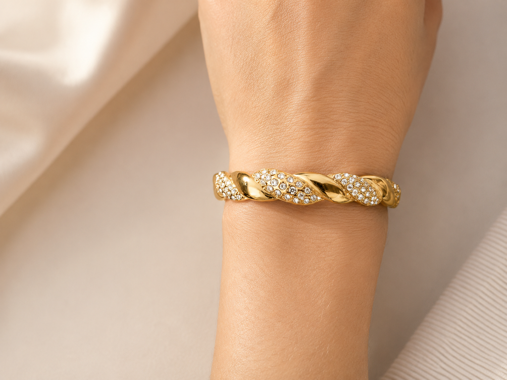 Golden Tide Crystal Bangle