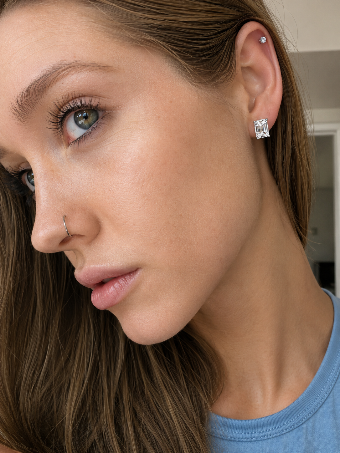 Sunlit Emerald Cut Studs | 925 Sterling Silver Yellow CZ Earrings