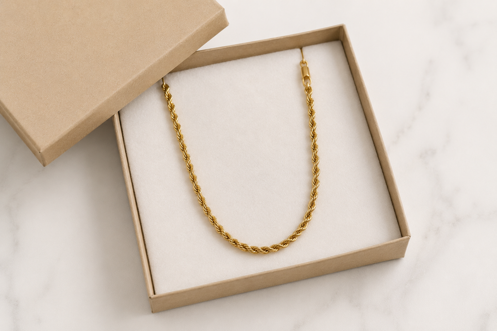 18K Gold PVD Rope Chain Necklace