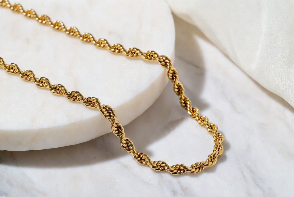 18K Gold PVD Rope Chain Necklace