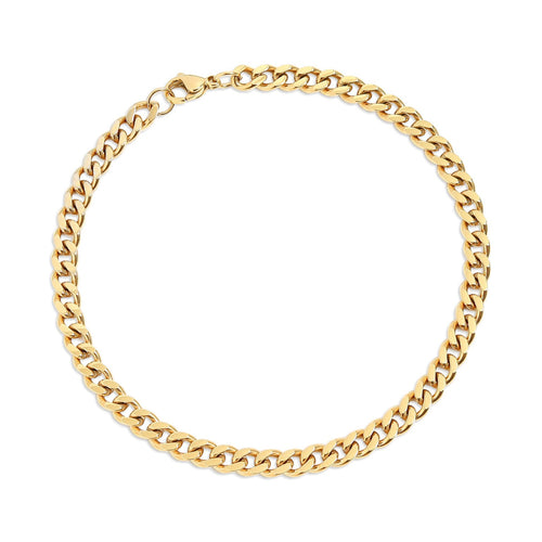 18K Gold PVD Diamond Cut Curb Chain Bracelet
