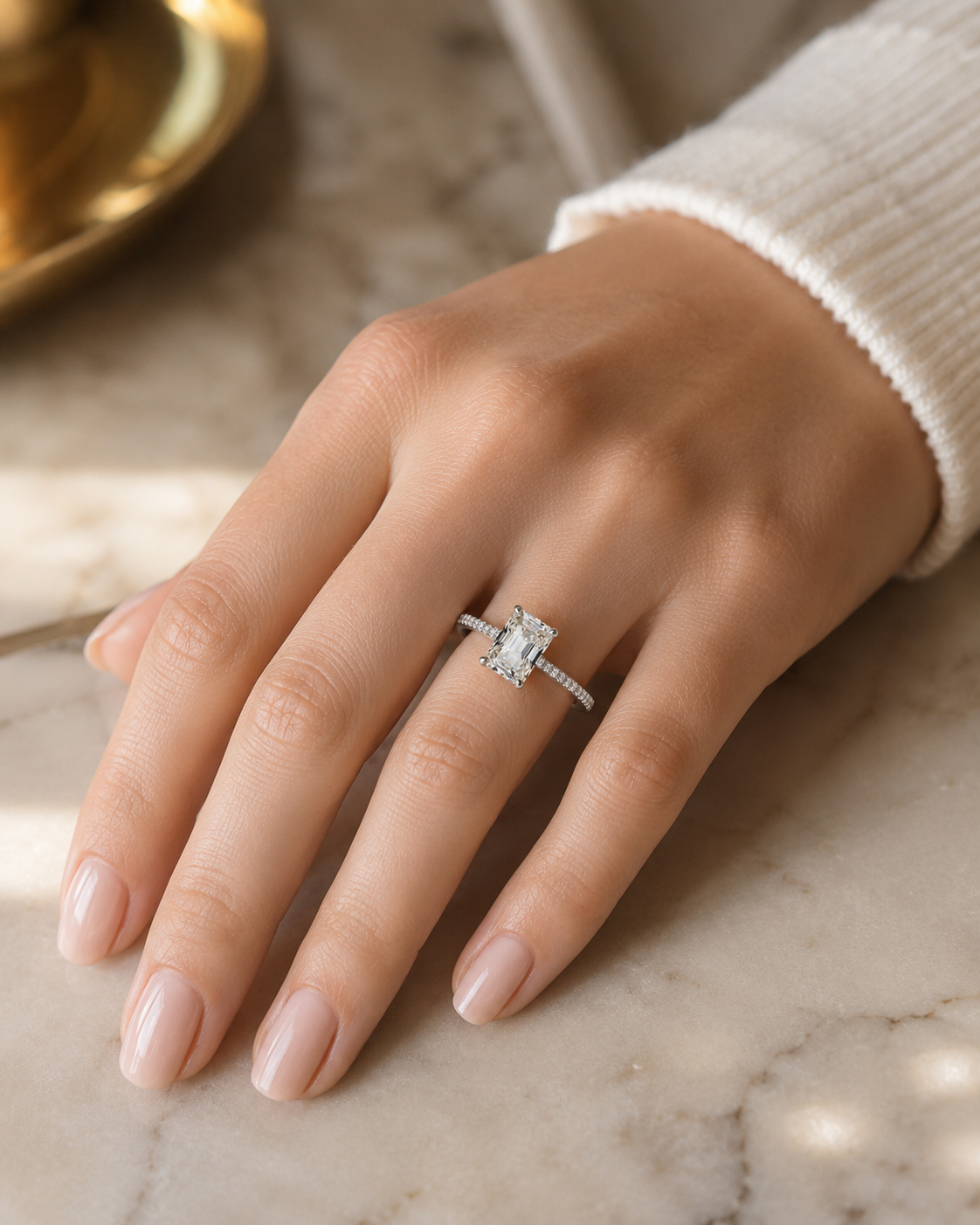 The Windsor Ring| Emerald Cut Moissanite & Sterling Silver