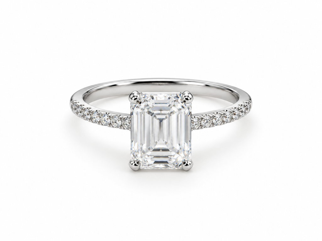 The Windsor Ring| Emerald Cut Moissanite & Sterling Silver
