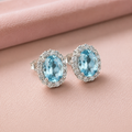 Charlene Halo Blue Topaz Stud Earrings