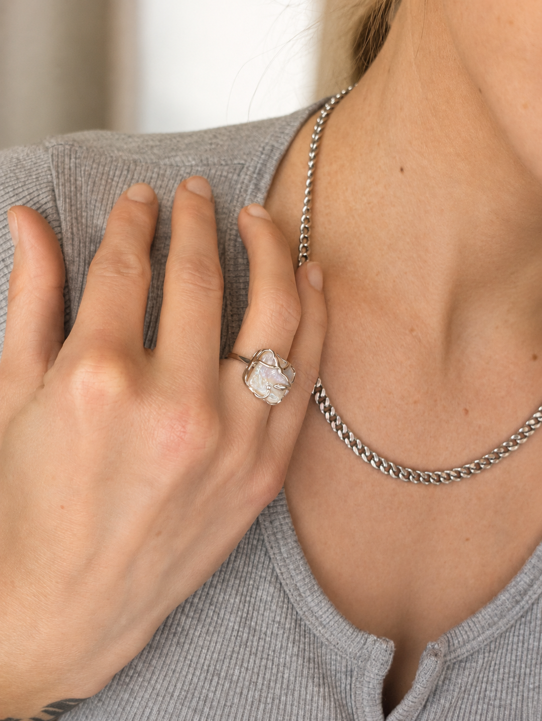 The Selene Baroque Pearl Ring