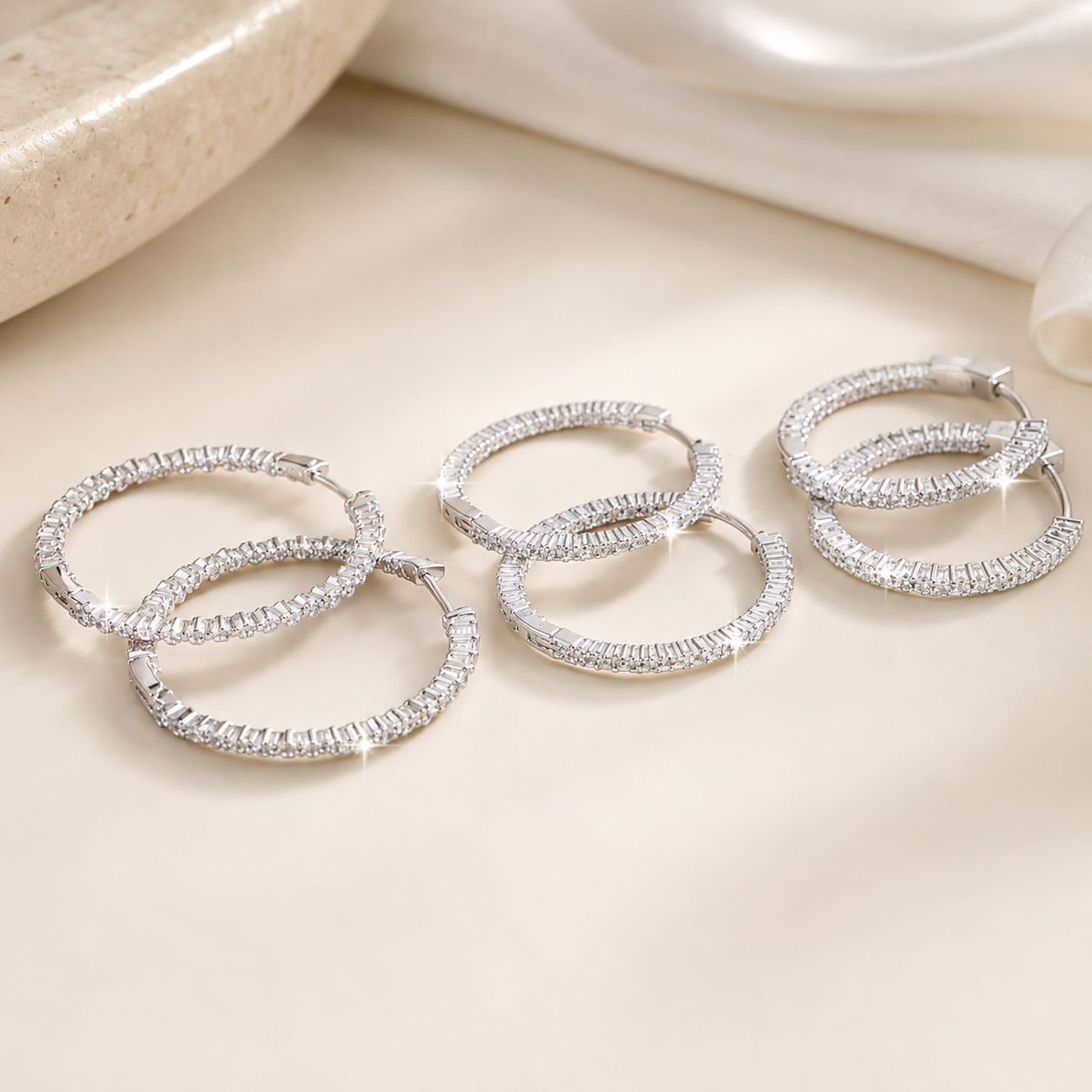 Starlight Moissanite Hoop Earrings