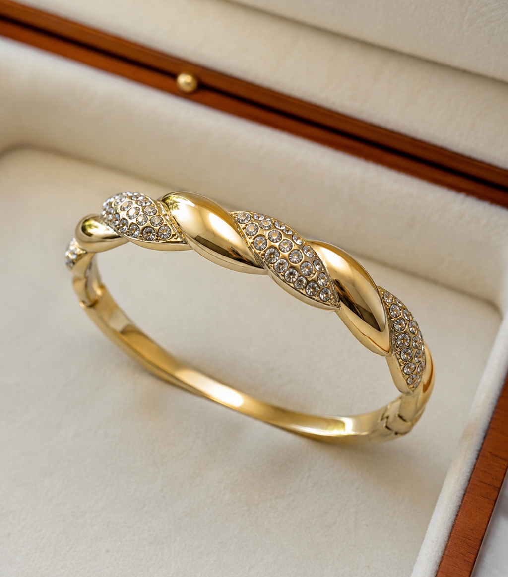 Golden Tide Crystal Bangle