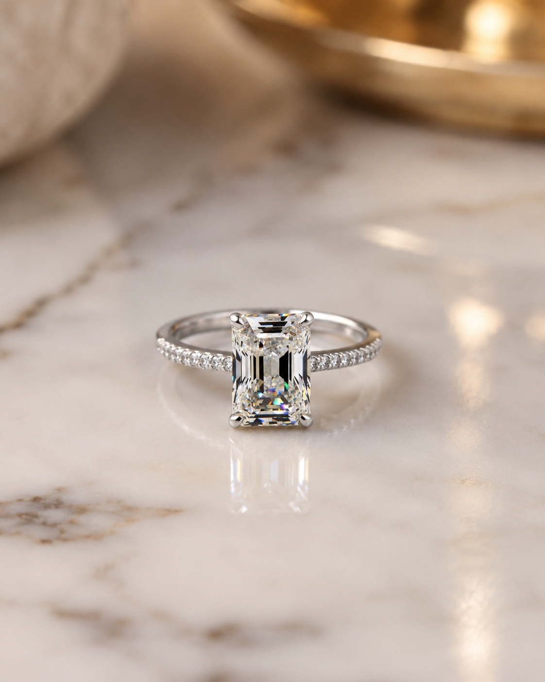 The Windsor Ring| Emerald Cut Moissanite & Sterling Silver
