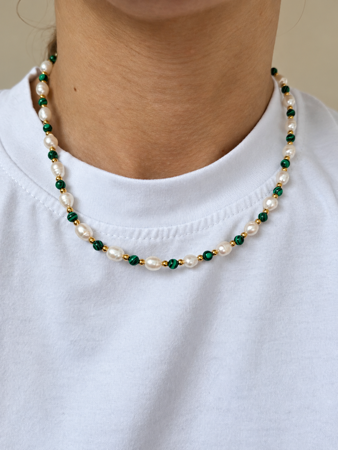 Malachite Shores Pearl Necklace
