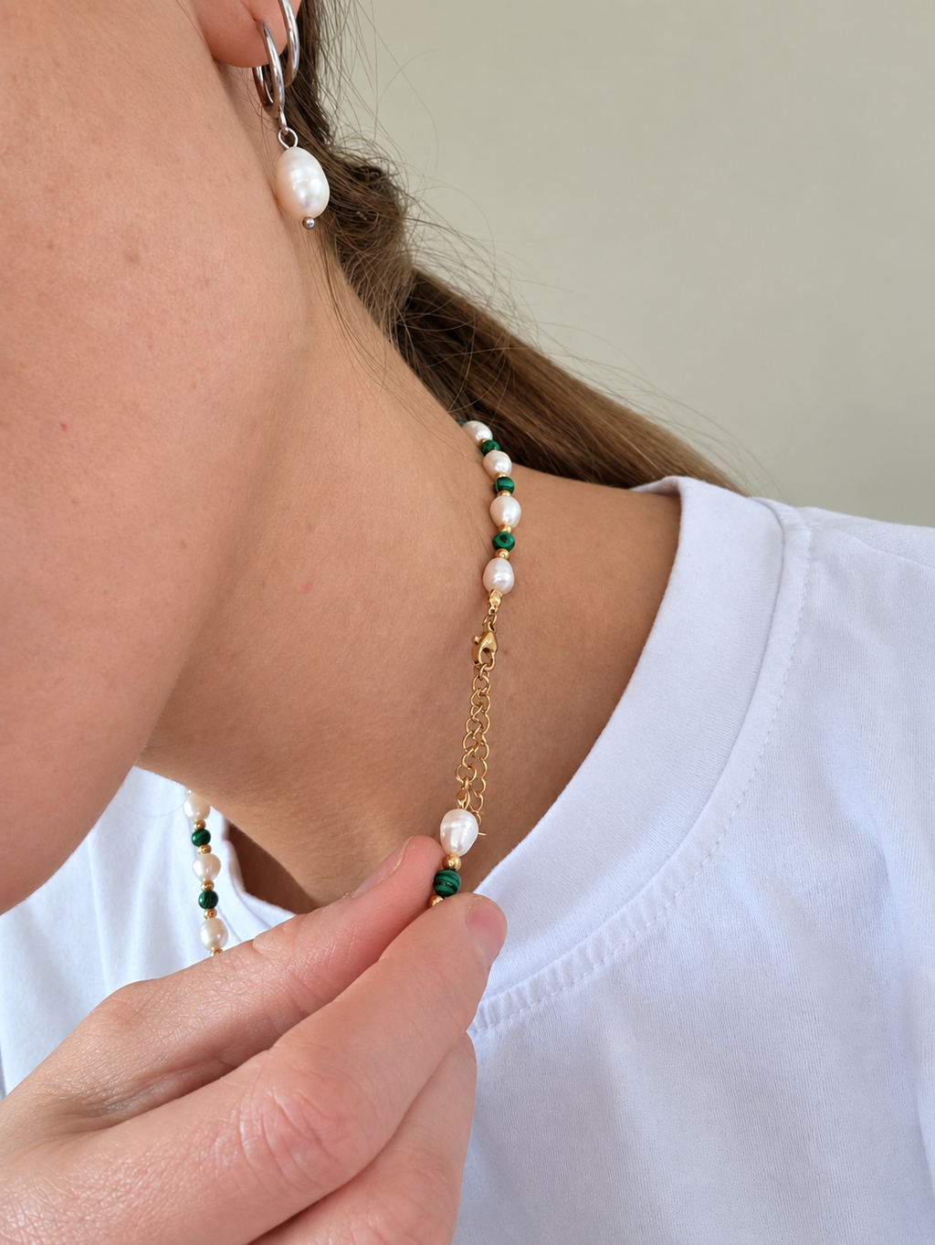 Malachite Shores Pearl Necklace
